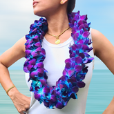 🌸 Blue Double Orchid Lei with 100 fresh Dendrobium Thai orchids. This strong and durable lei is ideal for weddings, tropical parties, and high-profile events. Freshly flown in weekly for vibrant, lasting beauty. 🌴