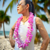 The Pink Blush Single Orchid Lei is a handcrafted floral necklace, featuring 50+ fresh pink and white orchids woven into an elegant single strand. This lei is perfect for weddings, graduations, luaus, and tropical celebrations, offering a delicate and sophisticated floral accent. Made with fresh Thai orchids, it ensures lasting beauty and vibrancy for any special occasion.