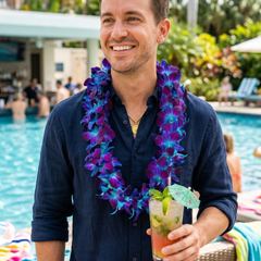 🌺 Double Strand Blue Orchid Lei – 100+ Fresh Dendrobium Blooms | Elegant Tropical Lei for Weddings, Graduations, Luaus & Special Events 🌴