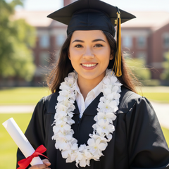 White Thai Orchid Lei – Double Strand with 100+ Fresh Dendrobium Blooms | Ideal for Weddings, Graduations & Tropical Events
