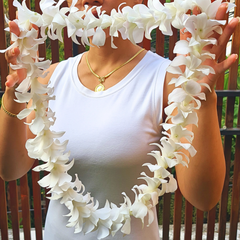 🌺 White Thai Orchid Lei – Fresh Single Strand Lei with 50+ Premium Dendrobium Blooms | Perfect for Weddings, Tropical Events, and Graduations 🌴