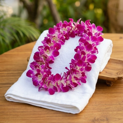 🌺 Purple Thai Orchid Lei – Fresh Single Strand with 50+ Dendrobium Blooms | Ideal for Graduations, Weddings & Tropical Events 🌴