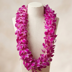 Pink & White Double Orchid Lei – Handmade Floral Lei for Weddings, Graduations, Luau & More
