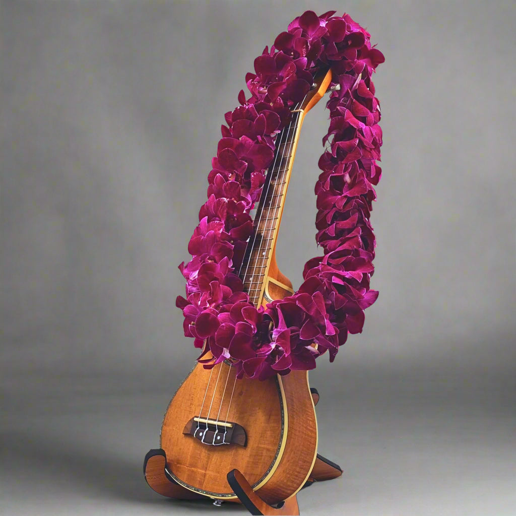 The Red Bull Double Orchid Lei features deep red and royal purple orchids, arranged in a double-strand floral necklace for a luxurious look. Whether you're celebrating a Hawaiian luau, graduation, or tropical event, this handcrafted lei is a breathtaking choice. Sourced from Thailand and woven with care, its vibrant hues and durable design make it an unforgettable floral accessory.