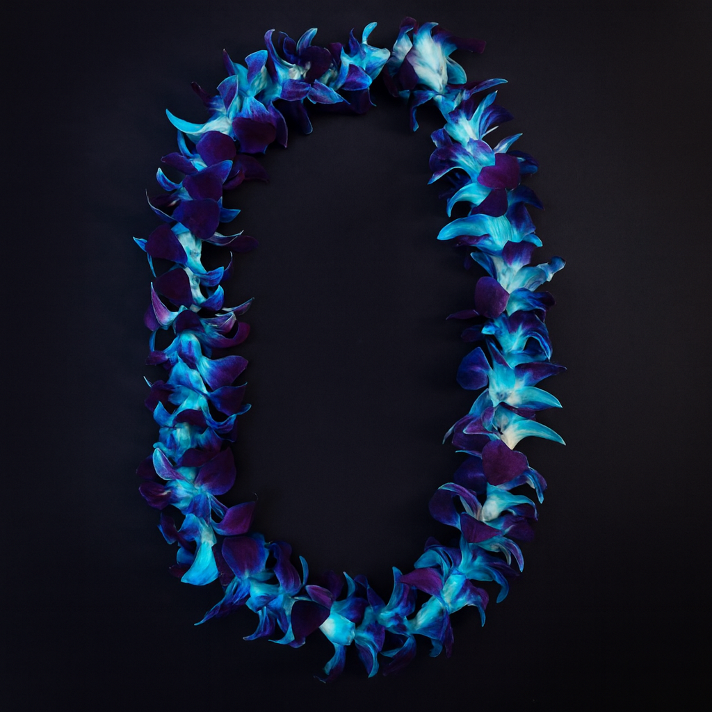 🌺 Blue Thai Orchid Lei – Fresh Single Strand with 50+ Dendrobium Blooms | Perfect for Weddings, Tropical Parties, Luaus, and Graduations 